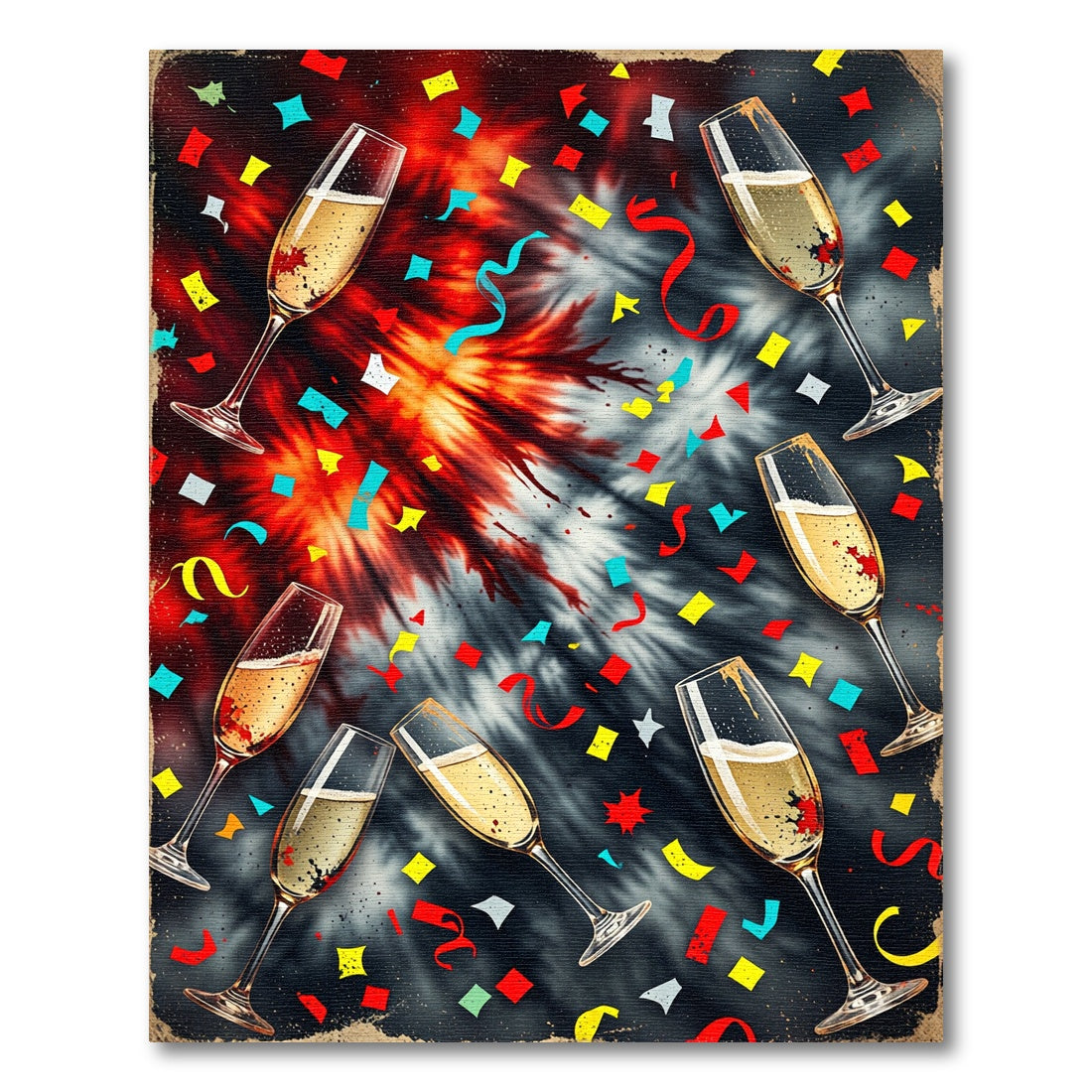 Celebratory Champagne Glasses Confetti Blast Rug