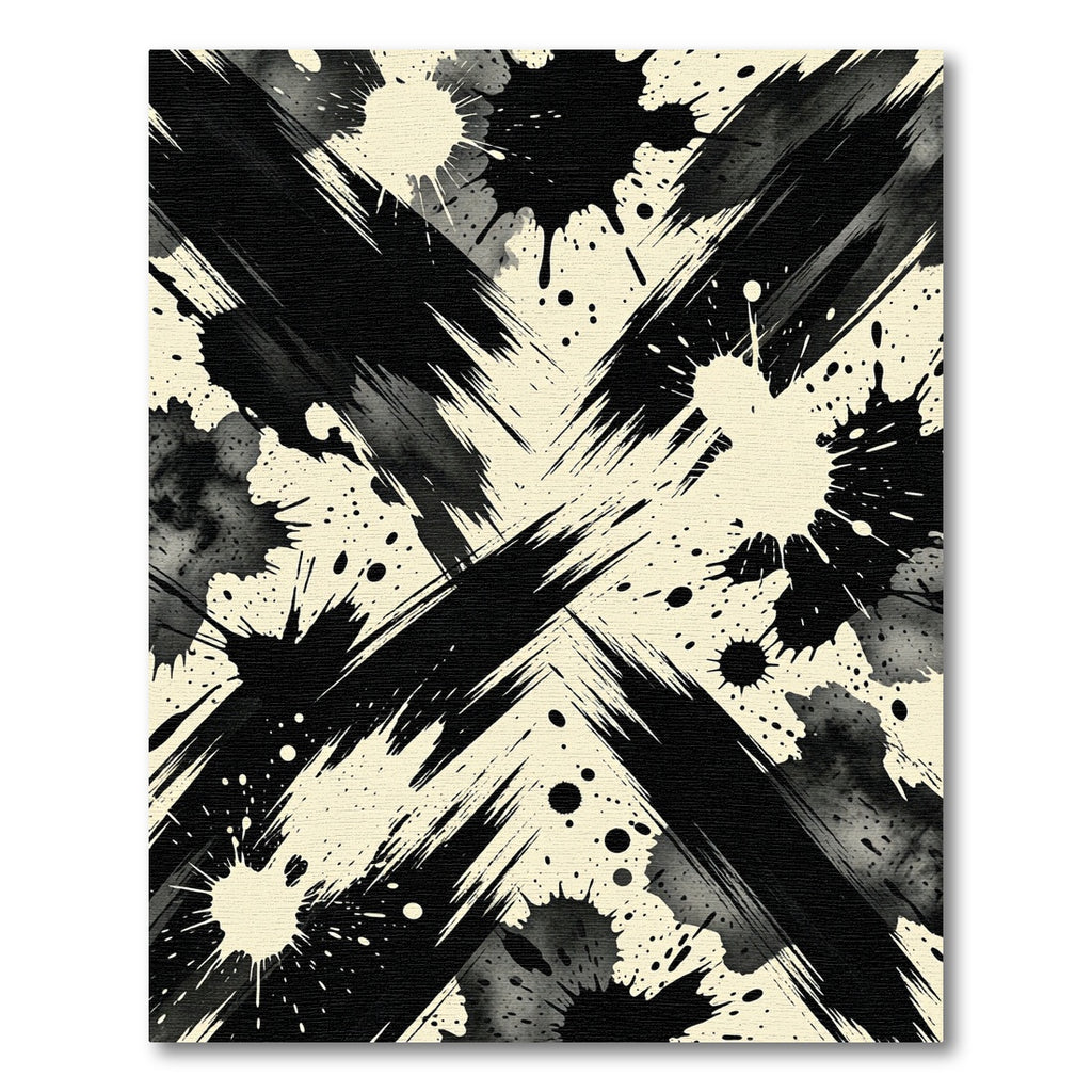 Bold Black Ink Splatter Abstract Rug
