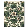 Tropical Cream and Green Palm Foliage Rug