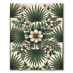 Tropical Cream and Green Palm Foliage Rug
