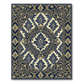 Elegant Navy Gold Damask Floral Medallion Rug