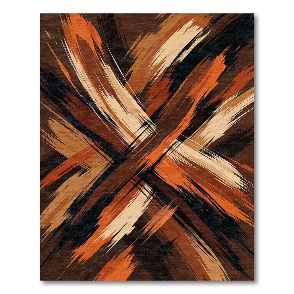 Abstract Burnt Orange and Earthy Brown Brushstroke Rug