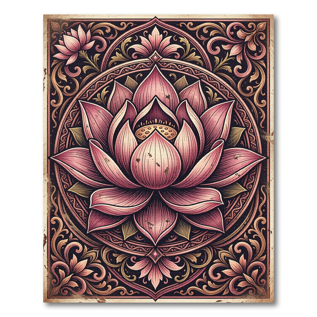 Elegant Blush Pink Lotus Mandala Rug