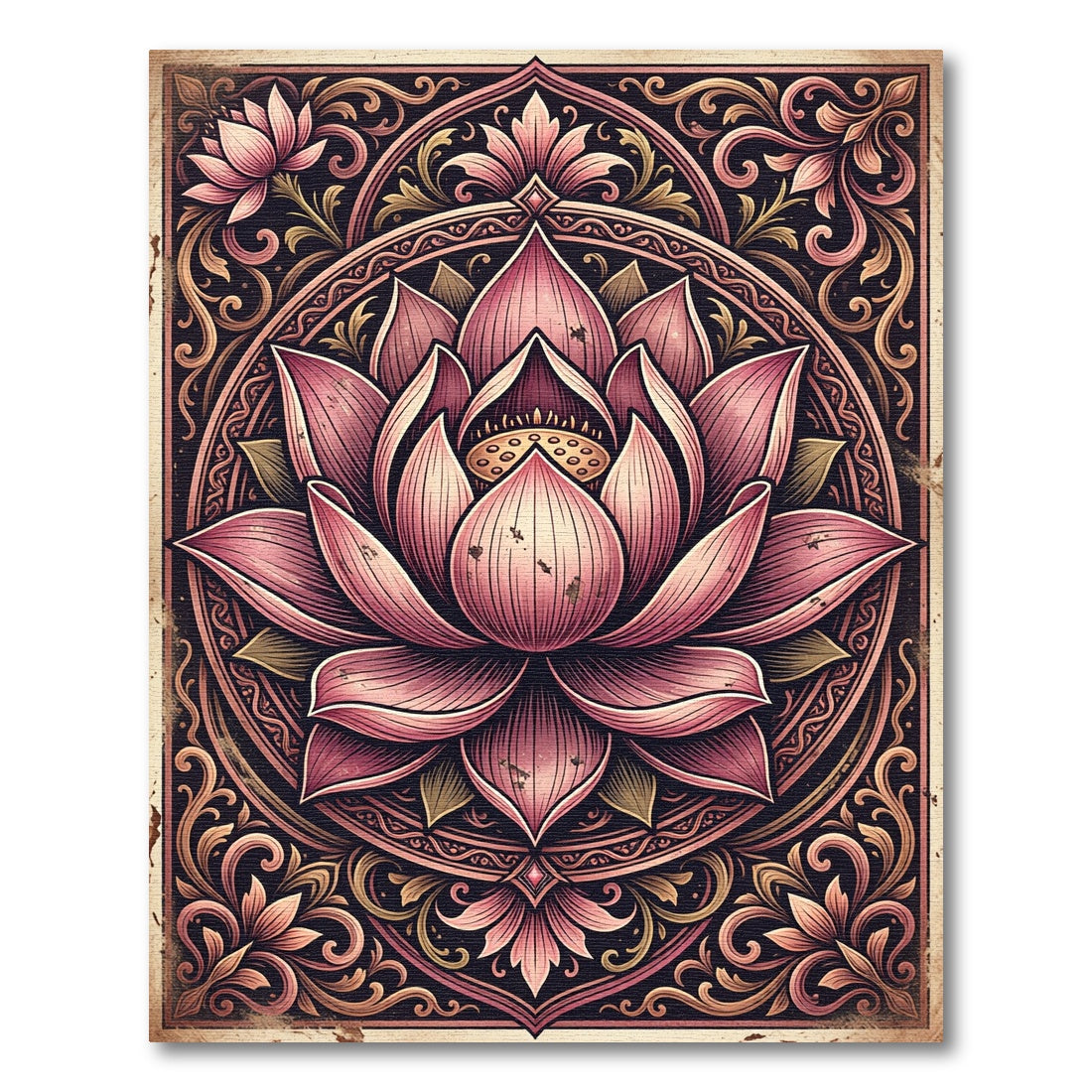 Elegant Blush Pink Lotus Mandala Rug