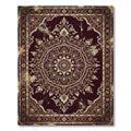 Ornate Deep Burgundy Gold Filigree Medallion Rug