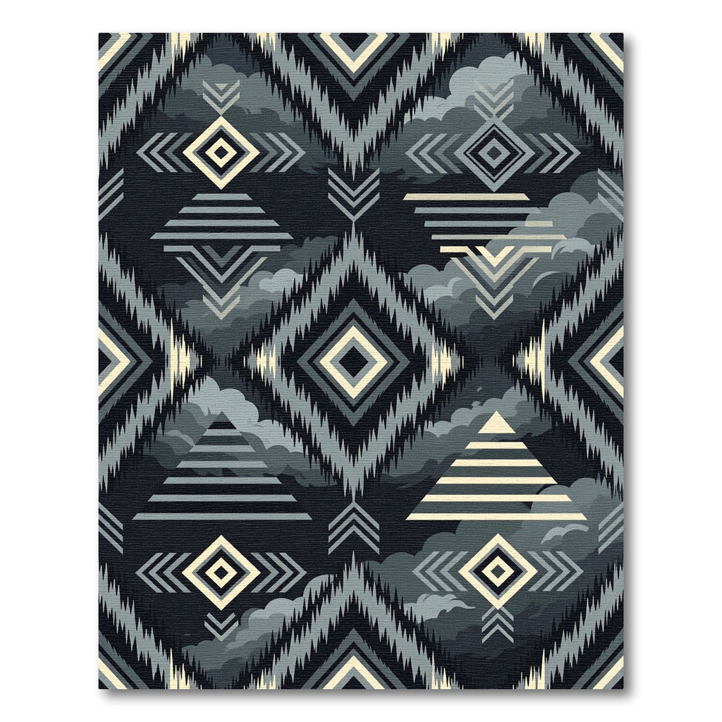 Monochrome Geometric Aztec Diamond Tile Rug
