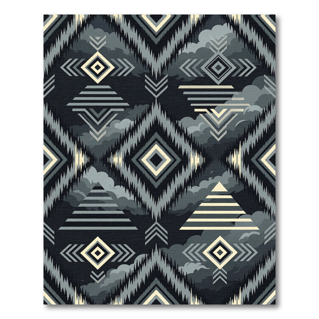 Monochrome Geometric Aztec Diamond Tile Rug