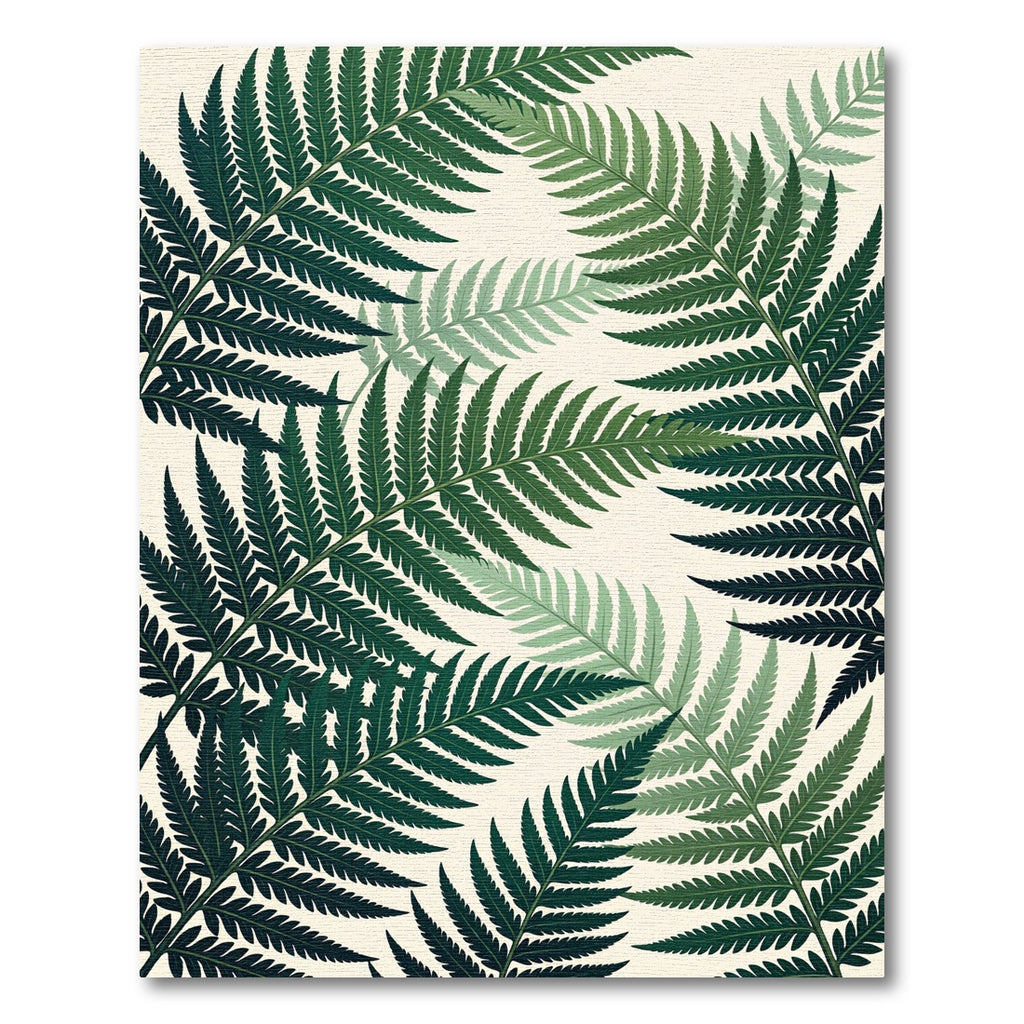 Deep Emerald Green Fern Leaves Rug