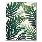 Deep Emerald Green Fern Leaves Rug