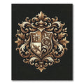 Ornate Golden Baroque Shield Emblem Rug