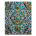 Geometric Teal and Gold Star Tile Rug