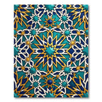 Geometric Teal and Gold Star Tile Rug