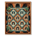 Terra Cotta Teal Diamond Fountain Mosaic Rug