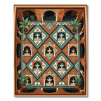 Terra Cotta Teal Diamond Fountain Mosaic Rug