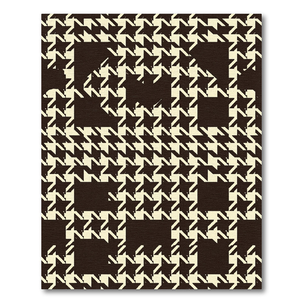 Dark Cream Houndstooth Plaid Squares Rug