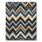 Sophisticated Golden Charcoal Geometric Chevron Rug