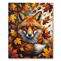 Golden Autumn Fox and Maple Leaves Rug