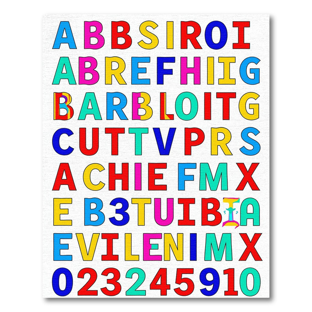 Colorful Block Alphabet Composition Rug