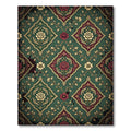 Vintage Emerald Rose Fish Damask Rug