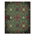 Vintage Emerald Rose Fish Damask Rug