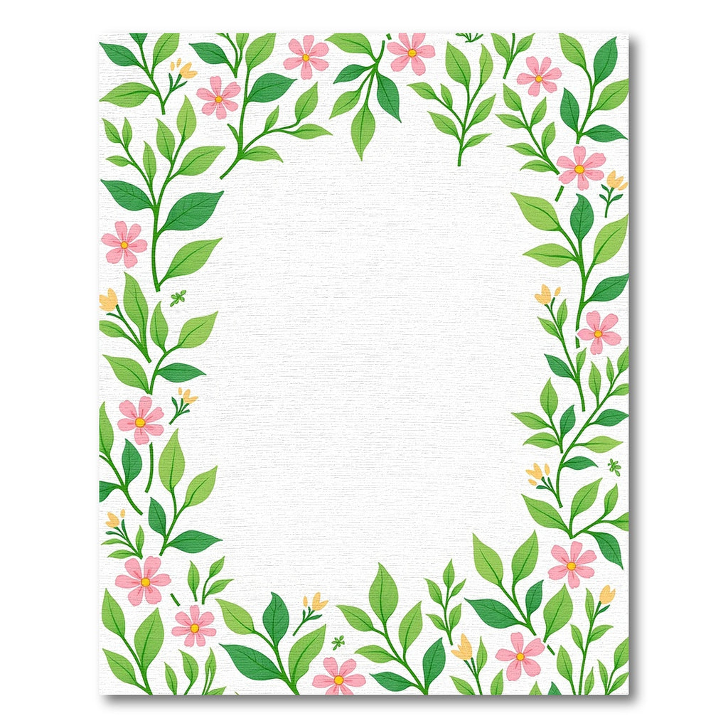 Spring Pink Flower Garden Border Rug