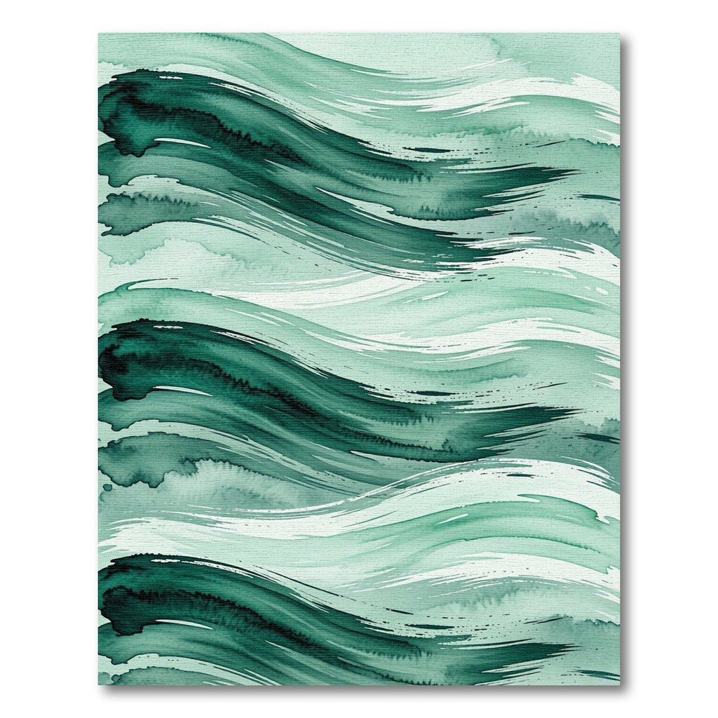 Deep Teal Abstract Brushstroke Waves Rug