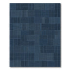 Grid Textured Navy Geometric Weave Rug