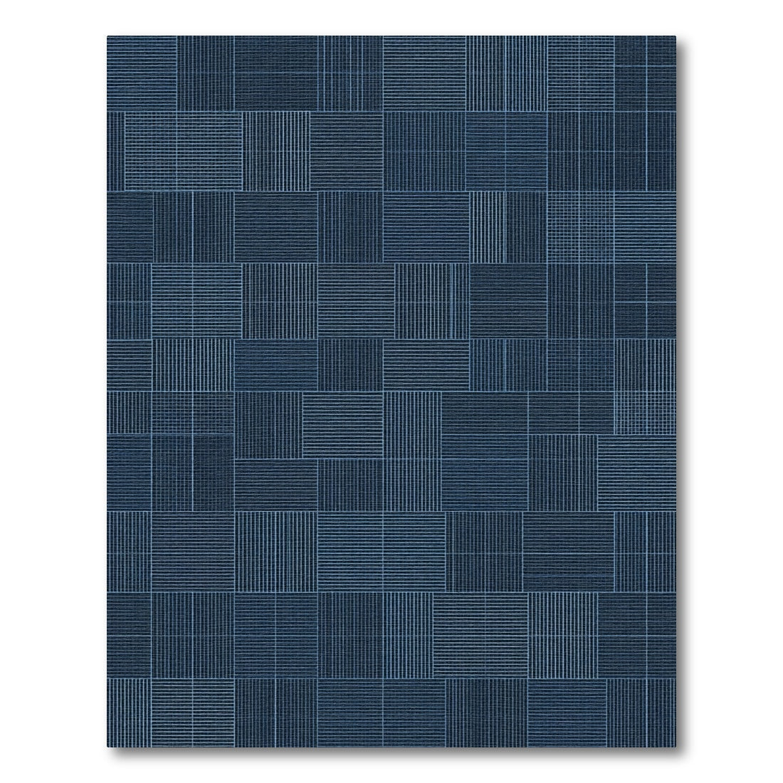 Grid Textured Navy Geometric Weave Rug