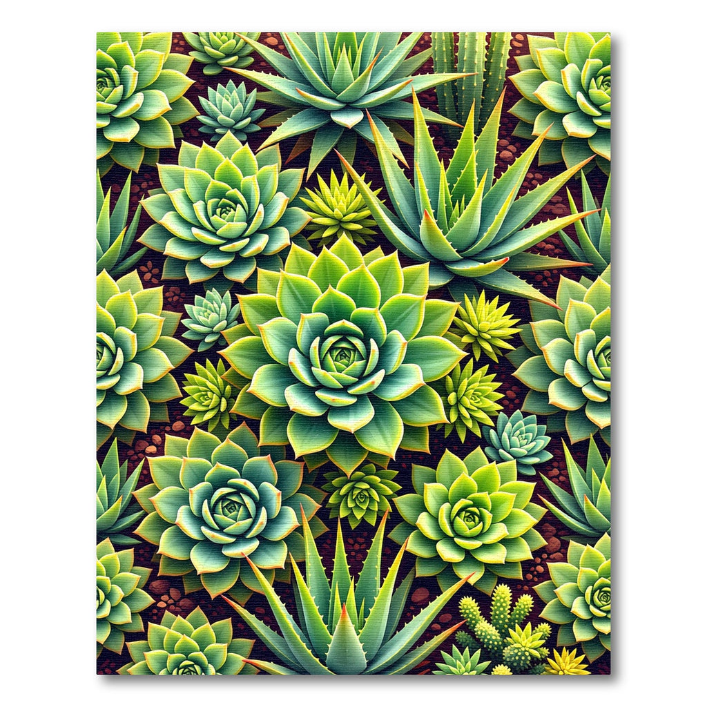 Lush Green Succulent Garden Botanical Rug