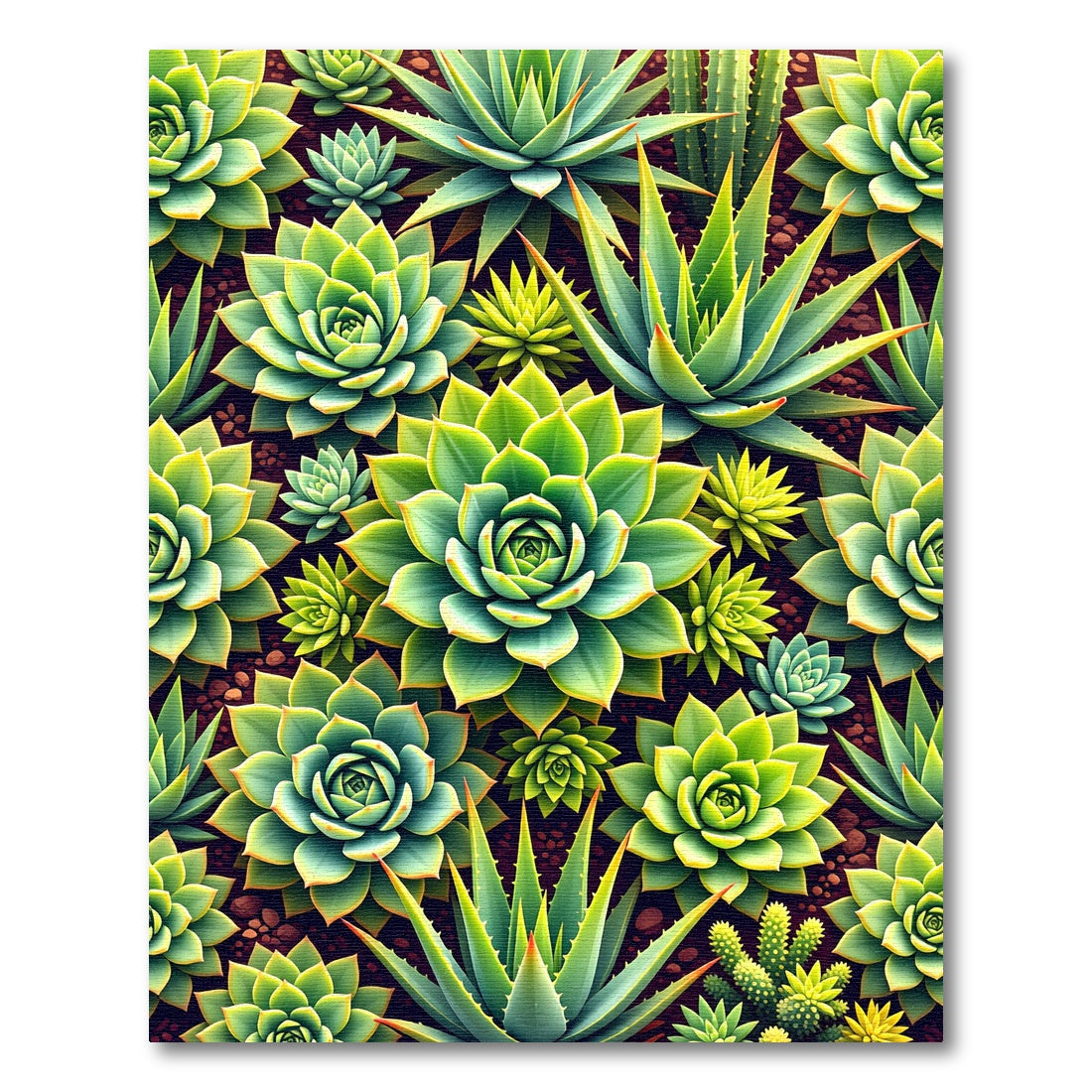 Lush Green Succulent Garden Botanical Rug