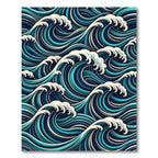 Deep Blue Ocean Wave Swirls Rug
