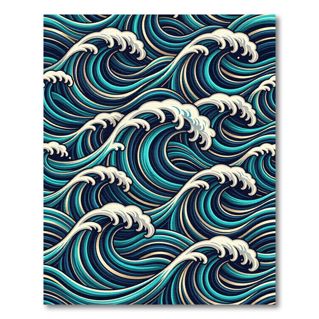 Deep Blue Ocean Wave Swirls Rug