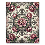 Vintage Pink Peony Filigree Medallion Rug