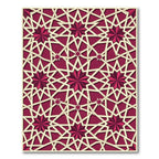 Crimson Geometric Star Interlocking Lattice Rug