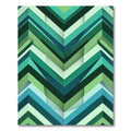 Modern Emerald Geometric Chevron Layered Art Rug