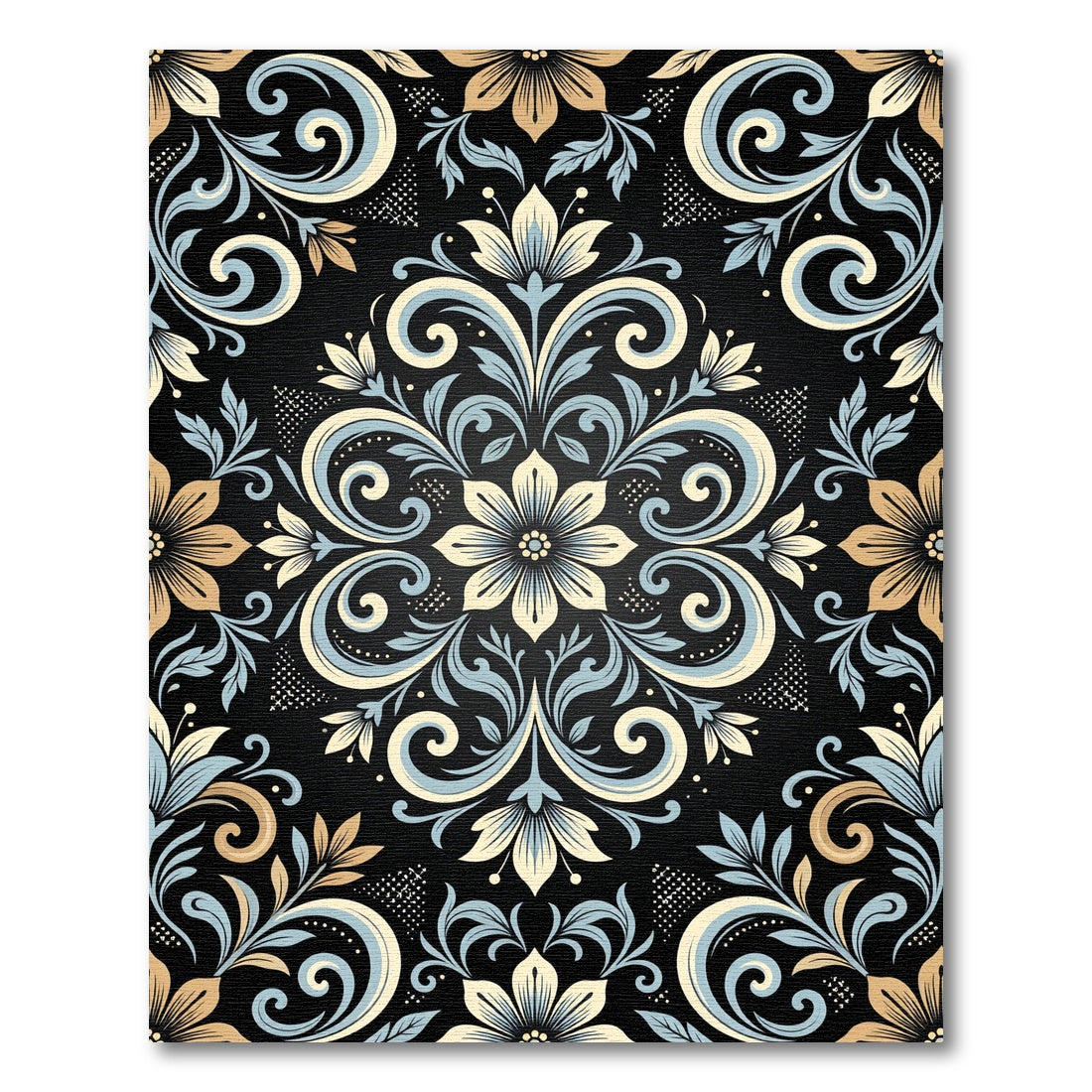 Classic Floral Swirl Damask Rug