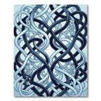 Intertwined Midnight Blue Fluid Wave Art Rug