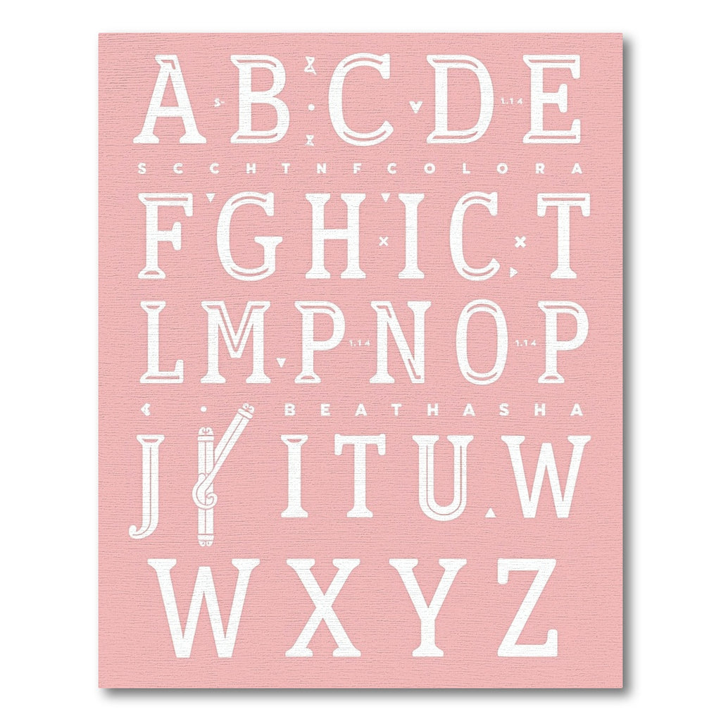 White Alphabet Typography Composition Rug