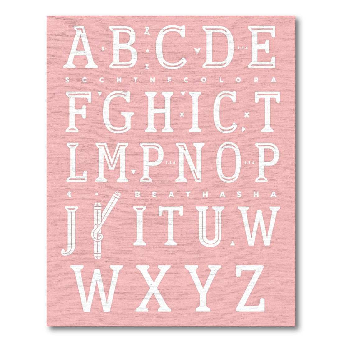 White Alphabet Typography Composition Rug