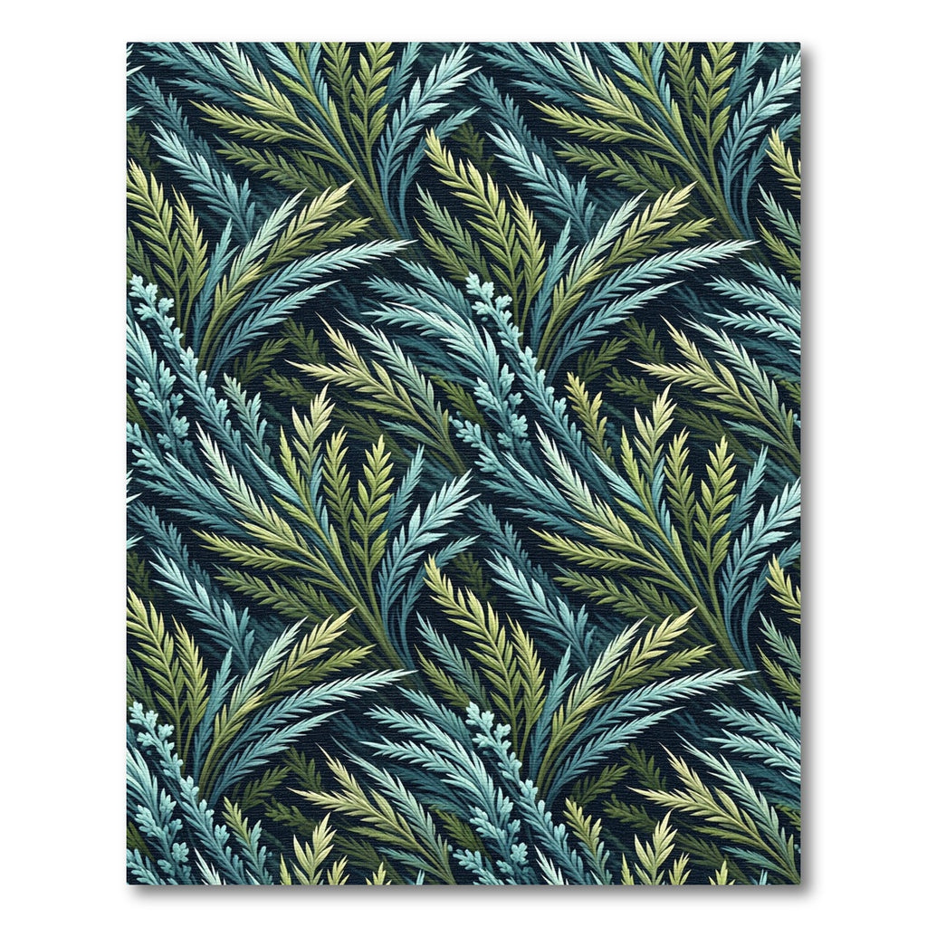 Lush Teal and Sage Botanical Fern Rug