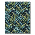 Lush Teal and Sage Botanical Fern Rug