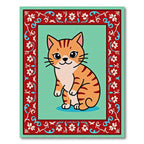 Sweet Ginger Cat Floral Border Rug