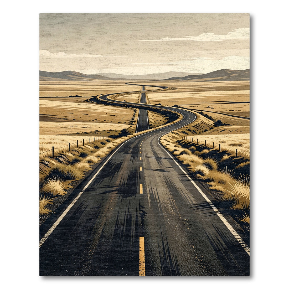 Winding Desert Road Scenery Landscape Rug