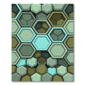 Modern Teal and Sage Hexagonal Grid Rug
