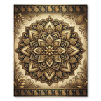 Golden Floral Medallion Black Ornate Rug