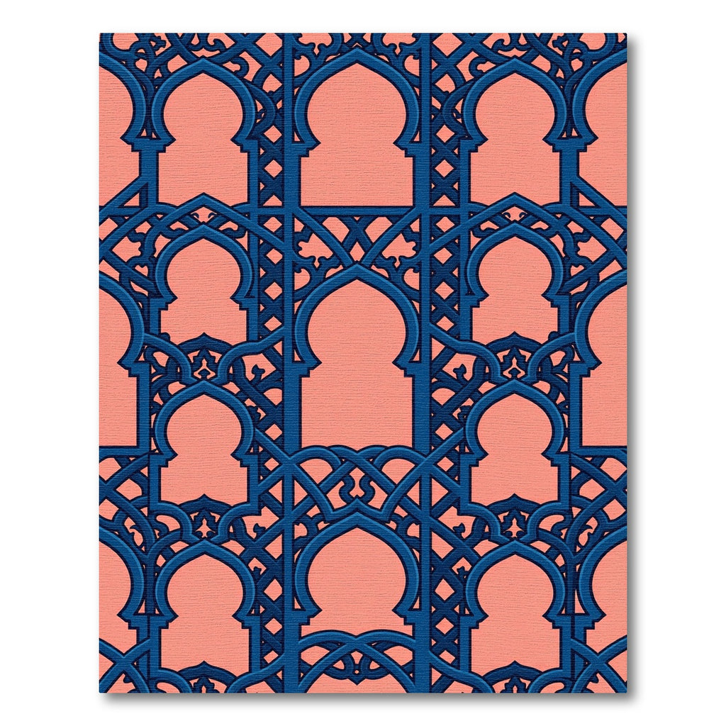 Navy Interlocking Arch Geometric Coral Rug
