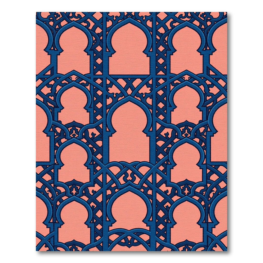 Navy Interlocking Arch Geometric Coral Rug
