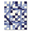 Modern Navy Blue Geometric Ink Grid Rug