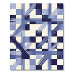 Modern Navy Blue Geometric Ink Grid Rug