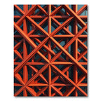 Bold Tangerine Geometric Lattice Grid Rug